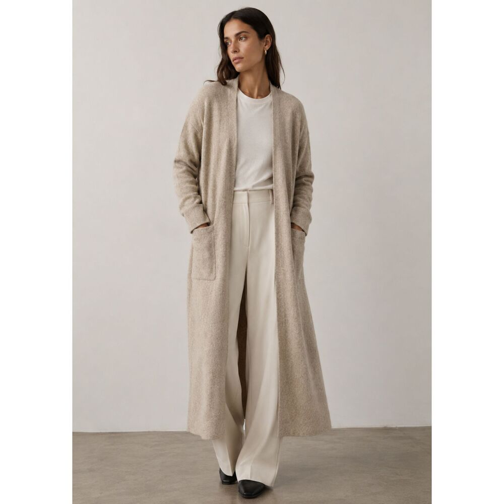 Theory Torina Cardigan in Donegal Knit Oatmeal Cream Size Small NWOT